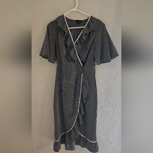 Polkadot dress, black and white, who what wear